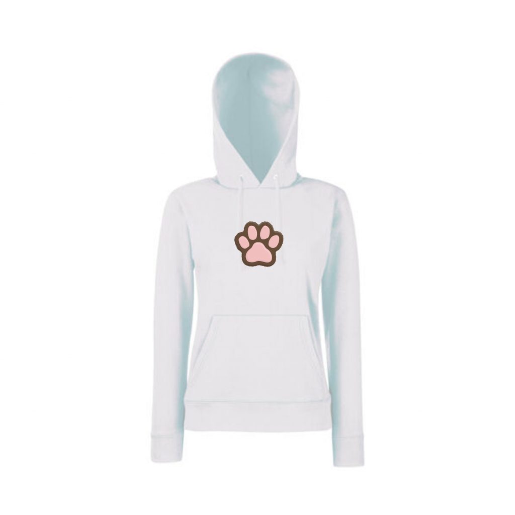 Women Hoodies Paw White