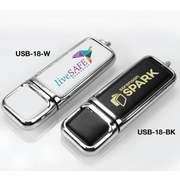 Leather with Chrome USB Flash Drives