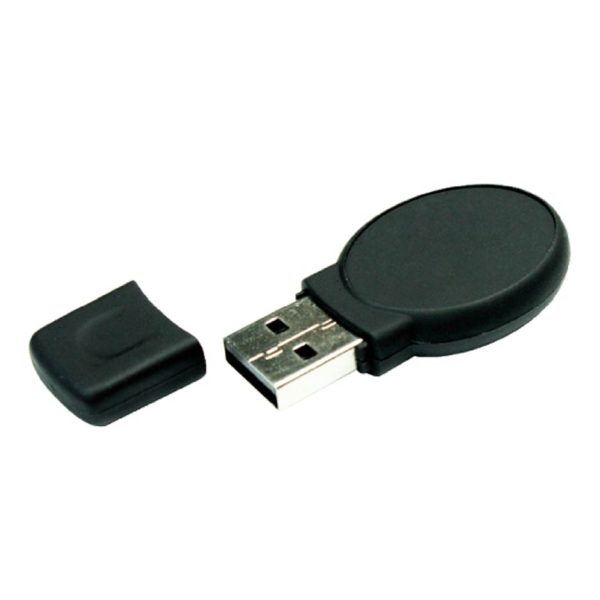 Oval Black Rubberized USB Flash Drives