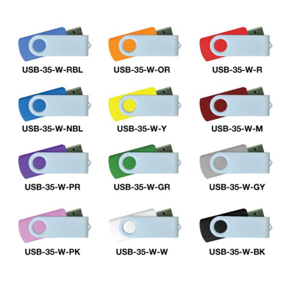 Promotional USB Flash in White Swivels