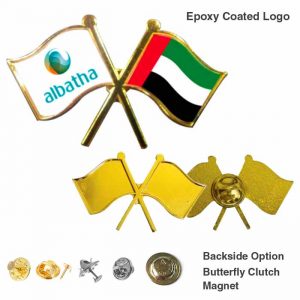 Twin Flag Epoxy Coated Lapel Pin