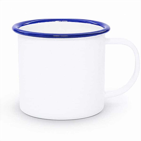 Retro Ceramic Mugs Rim Blue